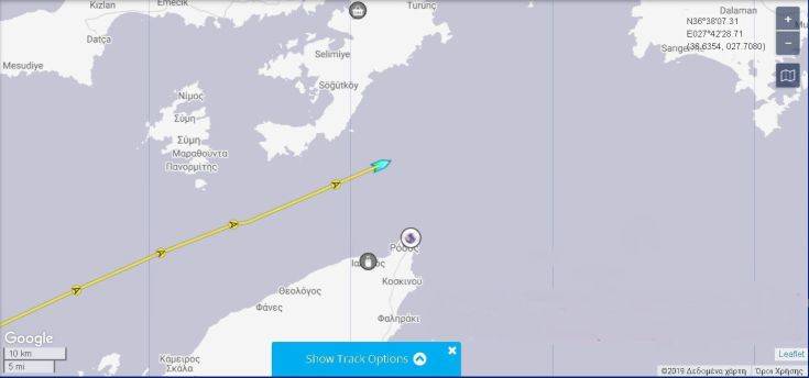 Σε διεθνή ύδατα και ορατό από τη Ρόδο το τουρκικό γεωτρύπανο Γιαβούζ